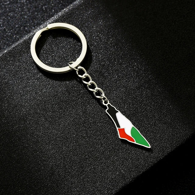 Palestine Map Pendant  keychain For Women Men Gold Color Stainless Steel Palestinian  Key Ring Charm Jewelry Patriotic Gift