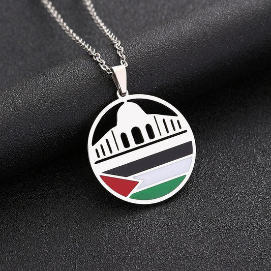 Stainless steel Al Aqsa Temple and Palestinian necklaces, men's and women's sweater accessories