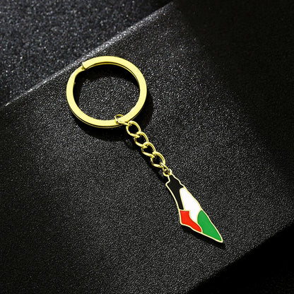 Palestine Map Pendant  keychain For Women Men Gold Color Stainless Steel Palestinian  Key Ring Charm Jewelry Patriotic Gift