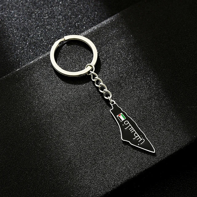 Palestine Map Pendant  keychain For Women Men Gold Color Stainless Steel Palestinian  Key Ring Charm Jewelry Patriotic Gift