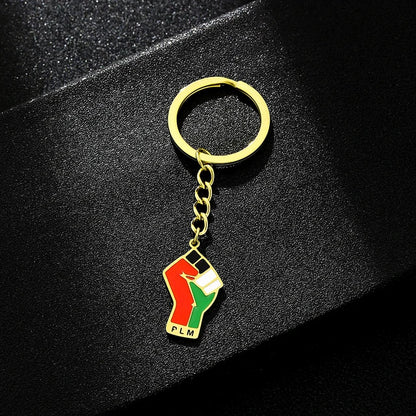 Palestine Map Pendant  keychain For Women Men Gold Color Stainless Steel Palestinian  Key Ring Charm Jewelry Patriotic Gift